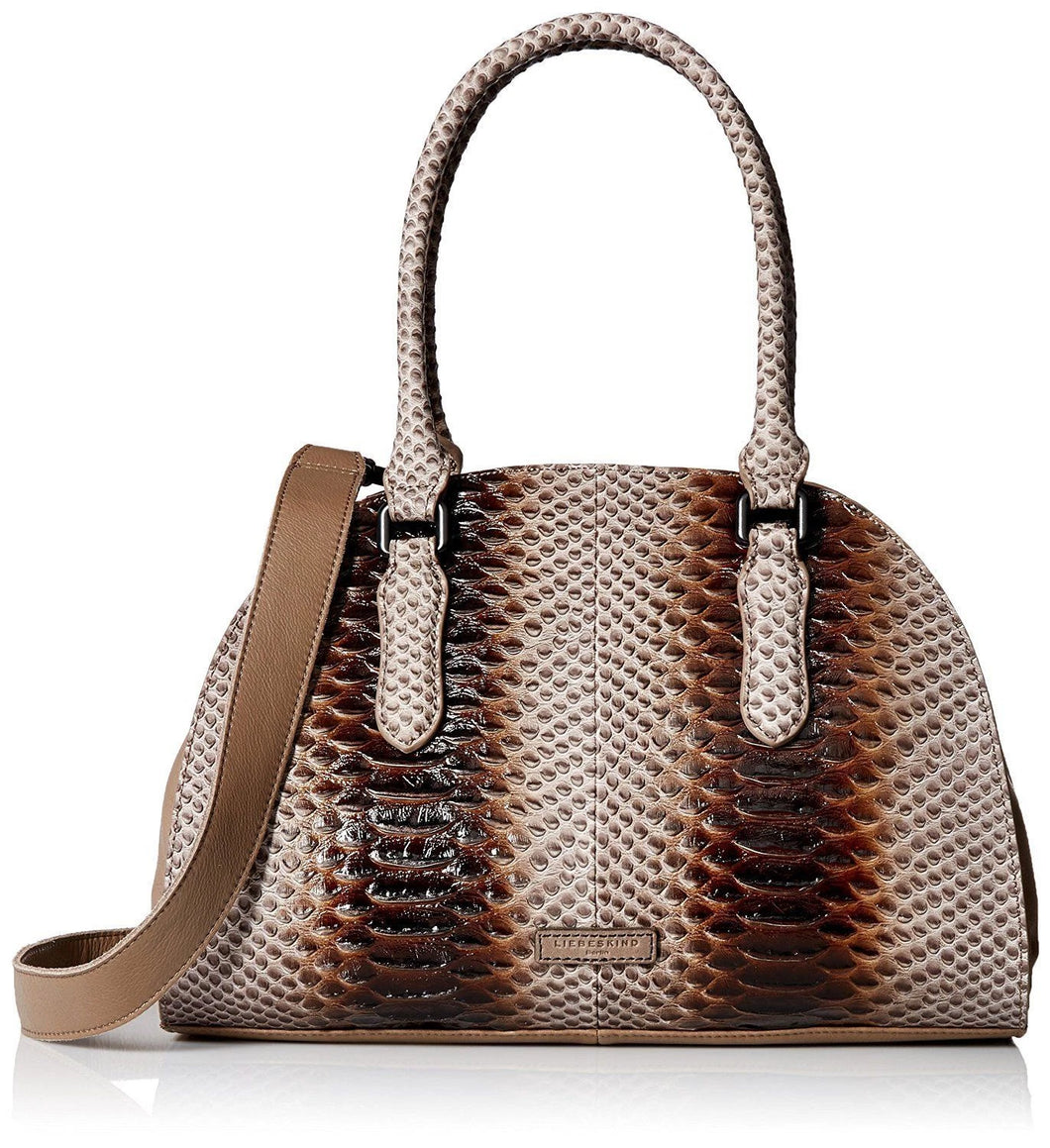 Jule Slack Python Embossed Leather Satchel Bag New Stone (Brown)