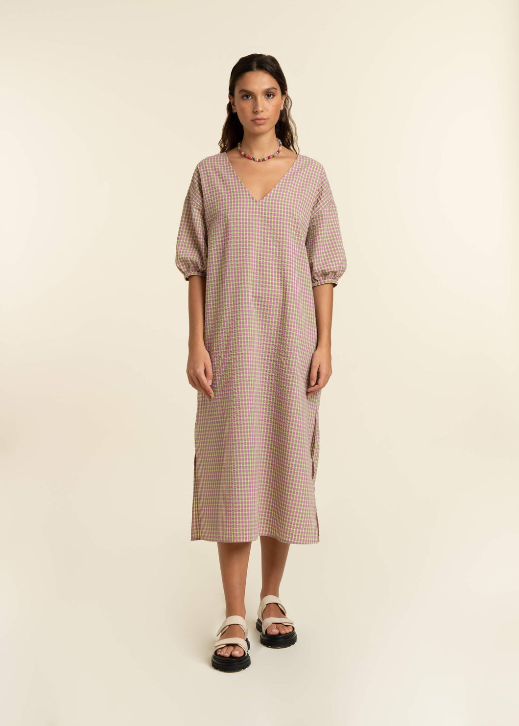 Alaia Woven Dress in Cyclamen Print