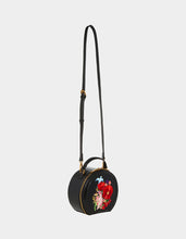 Vintage Embroidered Hat Box Crossbody Bag in Black