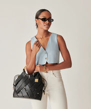 Sienna Top Handle Leather Bag in Black