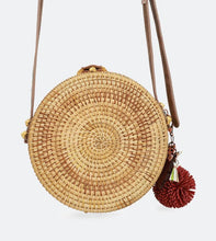 Round Raffia Crossbody Bag