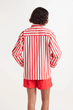 Red striped structured shirt