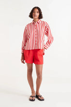 Red striped structured shirt