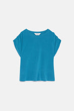 Draped Short Sleeve Top in Blue