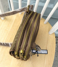 Maike Reptil Leather Crossbody Calf Hair Trim Bag Brown