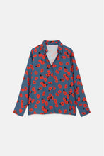 Long-sleeved Shirt with Red Floral Print