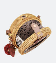 Round Raffia Crossbody Bag