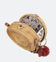 Round Raffia Crossbody Bag