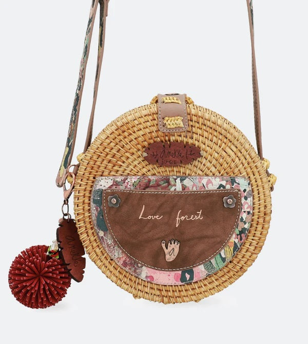 Round Raffia Crossbody Bag