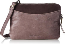 Karen Silky Coated Leather Crossbody Bag Dark Brown