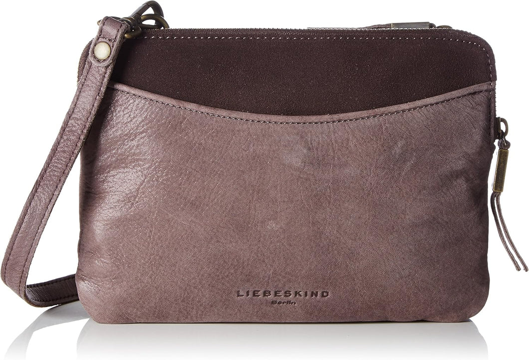 Karen Silky Coated Leather Crossbody Bag Dark Brown