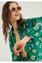 Flower Print Long Sleeved Loose Fit Shirt