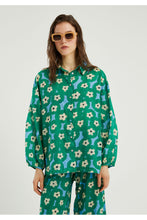 Flower Print Long Sleeved Loose Fit Shirt