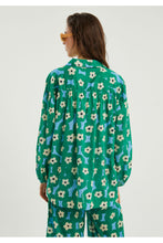 Flower Print Long Sleeved Loose Fit Shirt