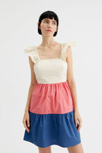 Three-tone Mini Dress with Straps and Open Back