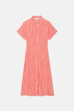 Stripe Print Cut Out Midi Shirt Dress