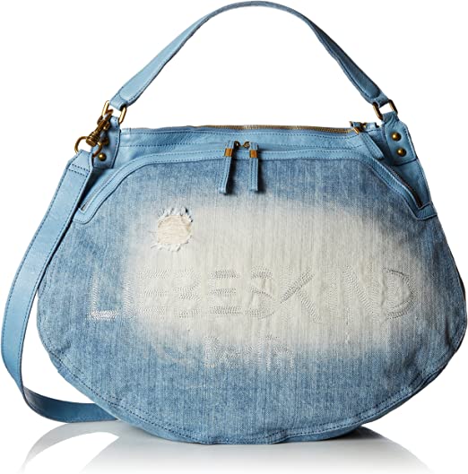 Vega A Distressed Denim Crossbody Bag in Blue