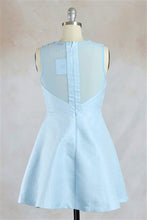 Sleeveless Jacquard Fit and Flare Mini Dress in Powder Blue