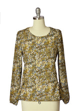 Abstract Floral Print Long Sleeves Top