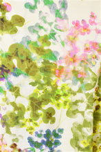 Impressionist Floral Print Lightweight Woven Top Green Trim