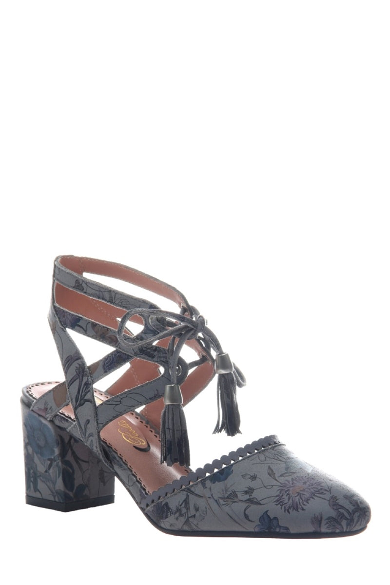 Ribbon Leather Lace-Up Sandals