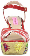 Traci Platform Wedge Sandals Red Multi Gingham Floral