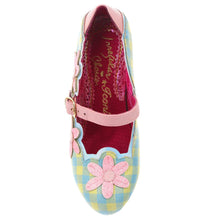 Daisy Dancer Party Heels Mary Jane Shoes in Blue Yellow Gingham Pink Flower