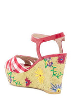 Traci Platform Wedge Sandals Red Multi Gingham Floral