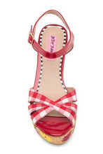 Traci Platform Wedge Sandals Red Multi Gingham Floral