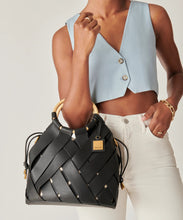 Sienna Top Handle Leather Bag in Black