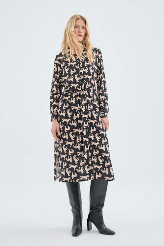 Midi Shirt Dress with Animal Print