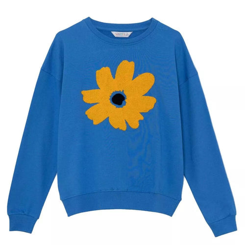 Fleece Sweatshirt with Flower Print