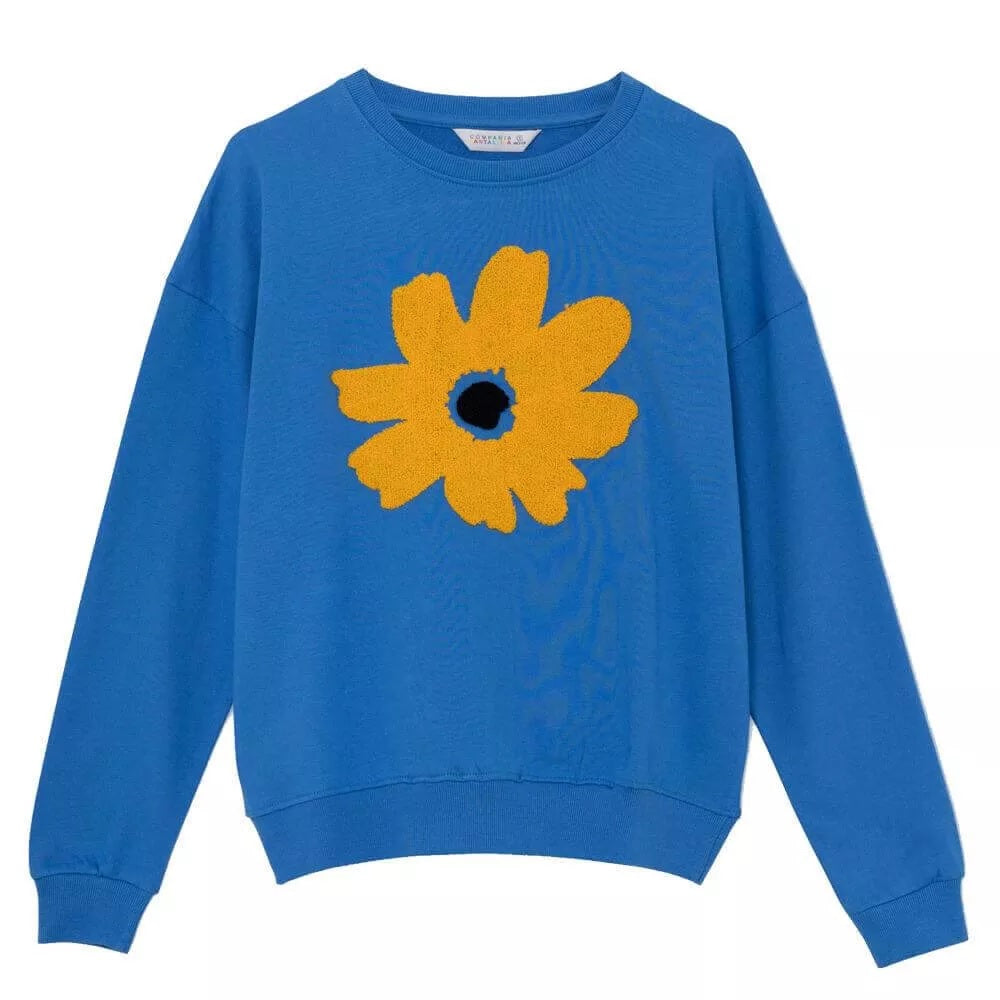 Fleece Sweatshirt with Flower Print