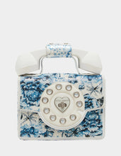 Kitsch Pearl Toile Phone Crossbody Bag in Blue Multi