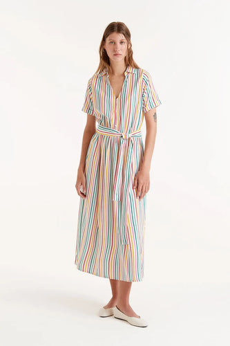 Soju Striped Print Midi Dress