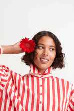 Red striped structured shirt