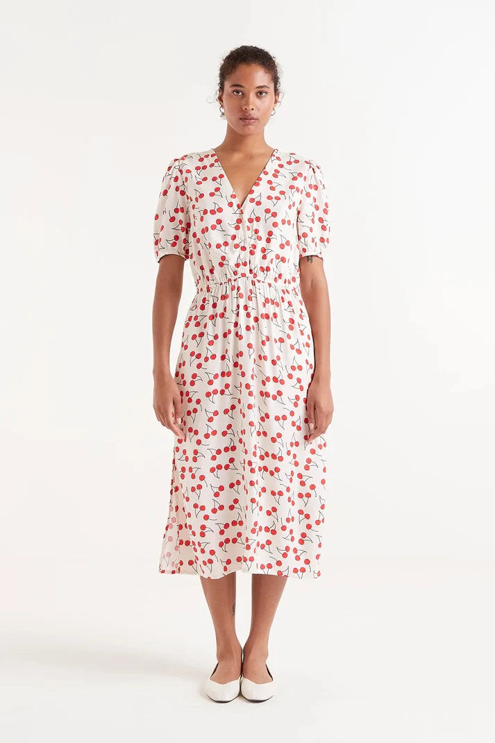 cherry print midi dress Jill Midi Dress - Cherry Print