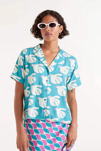 Rayon Shirt with Dove Print