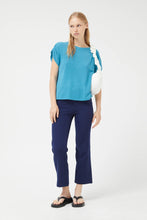 Draped Short Sleeve Top in Blue