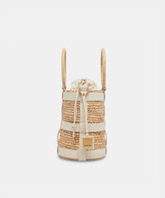 Shaena Top Handle Bucket Bag in Ivory Natural Raffia