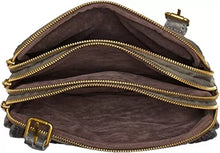 Maike Reptil Leather Crossbody Calf Hair Trim Bag Grey