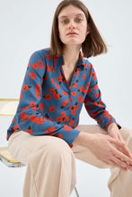 Long-sleeved Shirt with Red Floral Print
