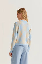 Blue Diamond Pattern Knit Cardigan