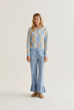 Blue Diamond Pattern Knit Cardigan