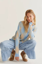 Blue Diamond Pattern Knit Cardigan