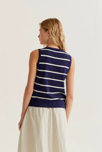 Knitted Vest with Navy and White Stripes