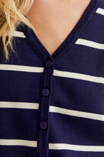 Knitted Vest with Navy and White Stripes