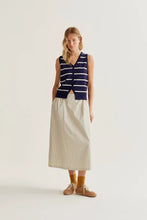 Knitted Vest with Navy and White Stripes