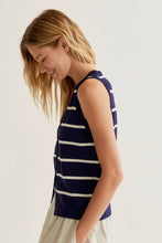 Knitted Vest with Navy and White Stripes