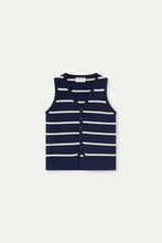 Knitted Vest with Navy and White Stripes